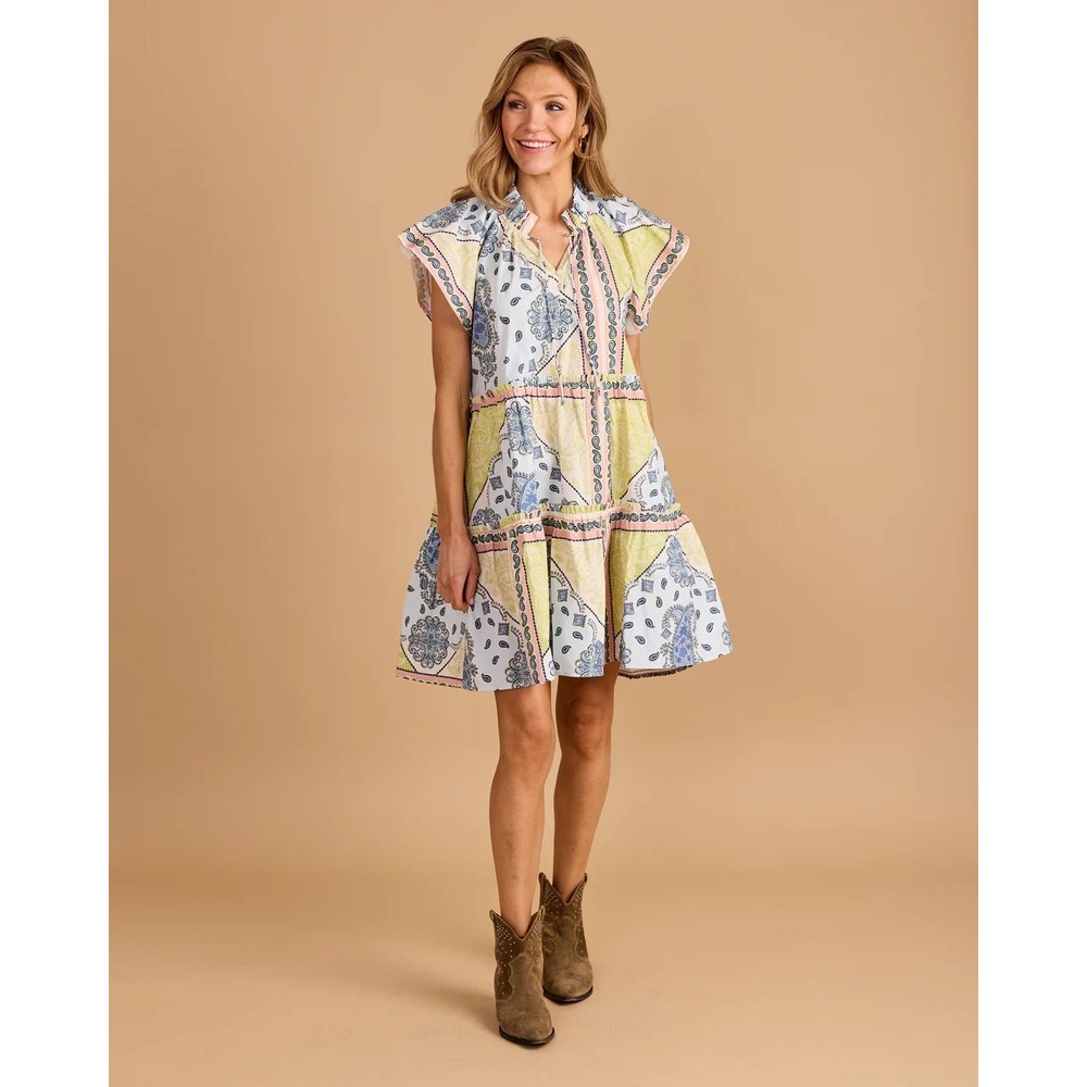 Double A Dayna Dress Apple Bandana Paisley Tiered Mini Dress